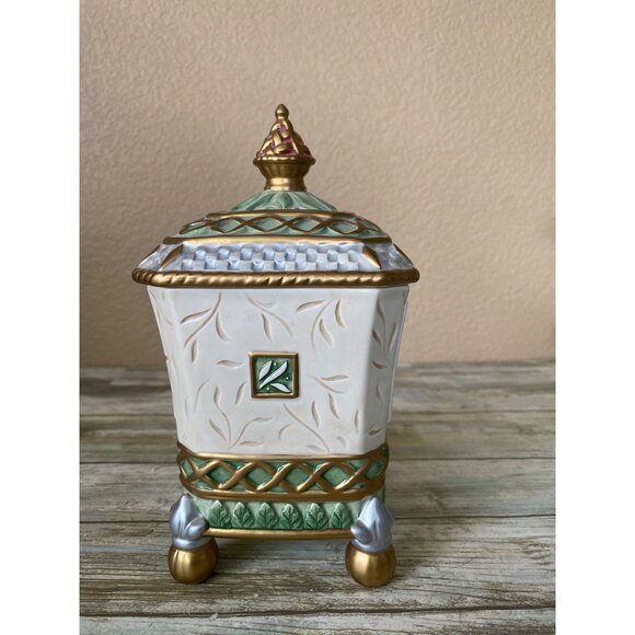 Fitz & Floyd Gregorian Classics Potpourri Jar w/ Lid Gold Trim Early 2000s Decor - Picture 2 of 13